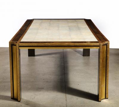 Karl Springer Shagreen and Gilt Stenciled Dining Table