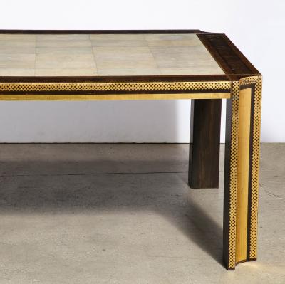 Karl Springer Shagreen and Gilt Stenciled Dining Table
