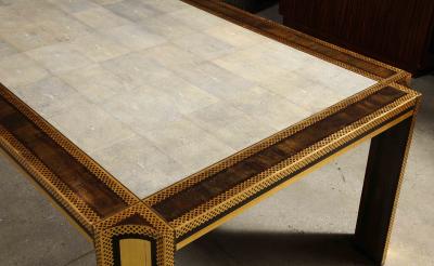 Karl Springer Shagreen and Gilt Stenciled Dining Table