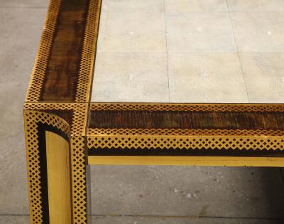 Karl Springer Shagreen and Gilt Stenciled Dining Table