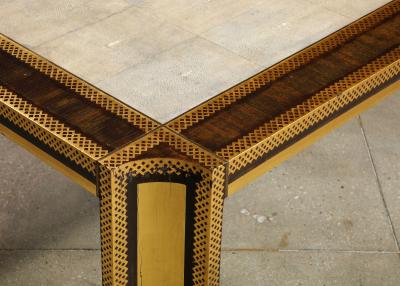 Karl Springer Shagreen and Gilt Stenciled Dining Table