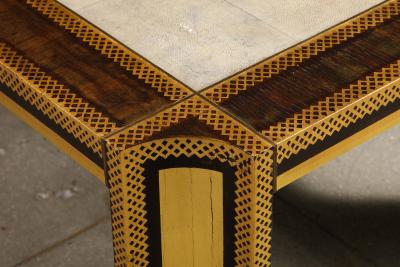 Karl Springer Shagreen and Gilt Stenciled Dining Table