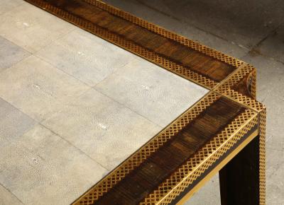 Karl Springer Shagreen and Gilt Stenciled Dining Table