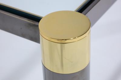 Karl Springer Signed Karl Springer Gunmetal and Brass Cocktail Table 1970s