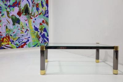 Karl Springer Signed Karl Springer Gunmetal and Brass Cocktail Table 1970s