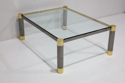 Karl Springer Signed Karl Springer Gunmetal and Brass Cocktail Table 1970s