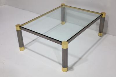 Karl Springer Signed Karl Springer Gunmetal and Brass Cocktail Table 1970s