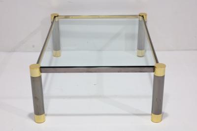 Karl Springer Signed Karl Springer Gunmetal and Brass Cocktail Table 1970s
