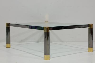 Karl Springer Signed Karl Springer Gunmetal and Brass Cocktail Table 1970s