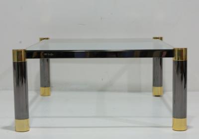 Karl Springer Signed Karl Springer Gunmetal and Brass Cocktail Table 1970s