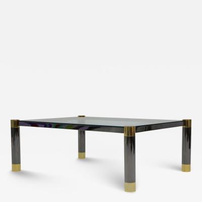 Karl Springer Signed Karl Springer Gunmetal and Brass Cocktail Table 1970s