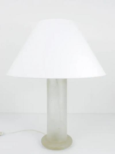 Karl Springer Signed Karl Springer Table Lamp with a Sandblasted Glass Base 1970s