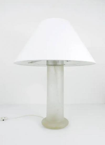 Karl Springer Signed Karl Springer Table Lamp with a Sandblasted Glass Base 1970s