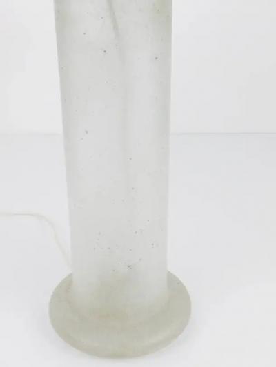 Karl Springer Signed Karl Springer Table Lamp with a Sandblasted Glass Base 1970s