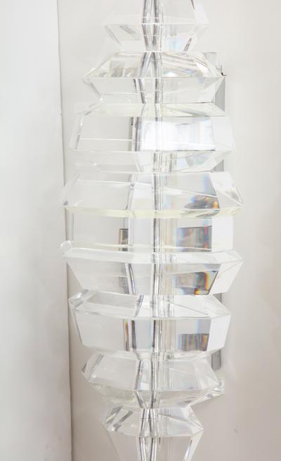 Karl Springer Spectacular Giant Pair of Faceted Lucite Sconces Attributed to Karl Springer 