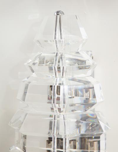 Karl Springer Spectacular Giant Pair of Faceted Lucite Sconces Attributed to Karl Springer 