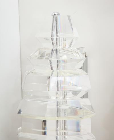 Karl Springer Spectacular Giant Pair of Faceted Lucite Sconces Attributed to Karl Springer 