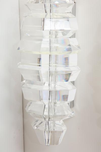 Karl Springer Spectacular Giant Pair of Faceted Lucite Sconces Attributed to Karl Springer 