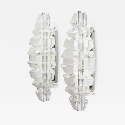Karl Springer Spectacular Giant Pair of Faceted Lucite Sconces Attributed to Karl Springer 