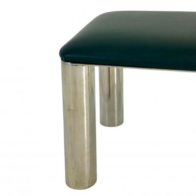 Karl Springer Stainless Steel and Leather Bench 1980