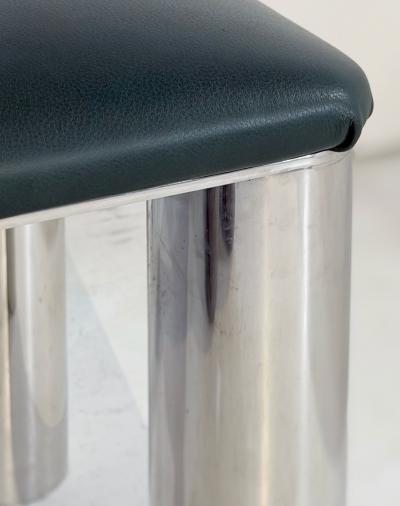 Karl Springer Stainless Steel and Leather Bench 1980