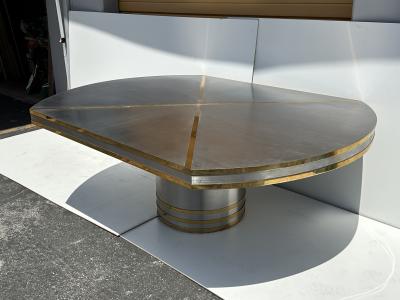 Karl Springer Steel and Brass Dining Table