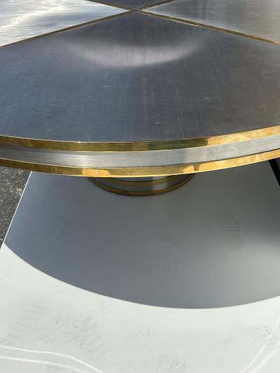 Karl Springer Steel and Brass Dining Table