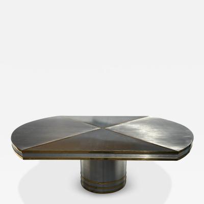 Karl Springer Steel and Brass Dining Table