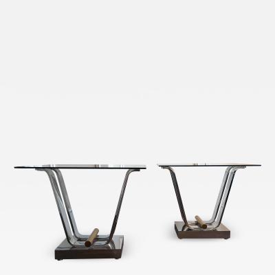 Karl Springer Steel and Brass Tulip Bases for Dining or Console tables by Karl Springer