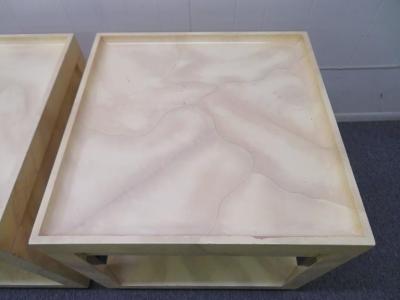 Karl Springer Stunning Pair of Karl Springer Style Faux Goatskin End Table Nightstands