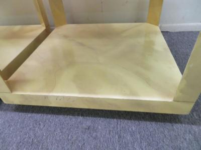 Karl Springer Stunning Pair of Karl Springer Style Faux Goatskin End Table Nightstands