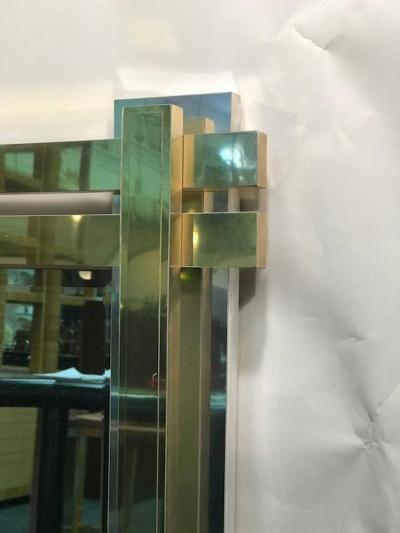 Karl Springer Stunning Polished Brass Chromed Metal Wall Mirror in the Manner of Springer