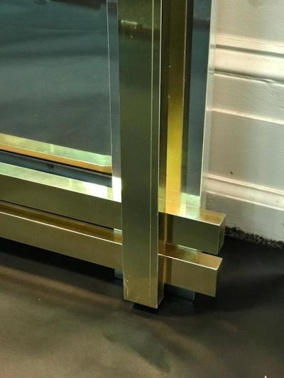 Karl Springer Stunning Polished Brass Chromed Metal Wall Mirror in the Manner of Springer