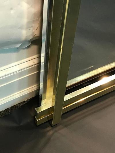 Karl Springer Stunning Polished Brass Chromed Metal Wall Mirror in the Manner of Springer