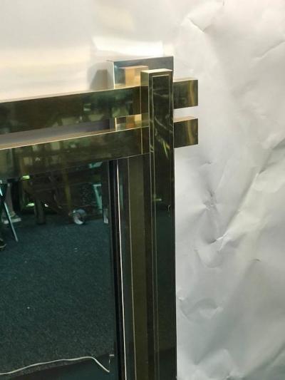 Karl Springer Stunning Polished Brass Chromed Metal Wall Mirror in the Manner of Springer
