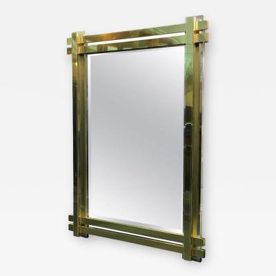 Karl Springer Stunning Polished Brass Chromed Metal Wall Mirror in the Manner of Springer