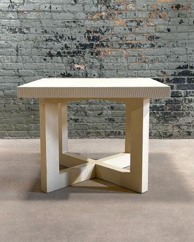 Karl Springer Style Grasscloth Dining Table 1970