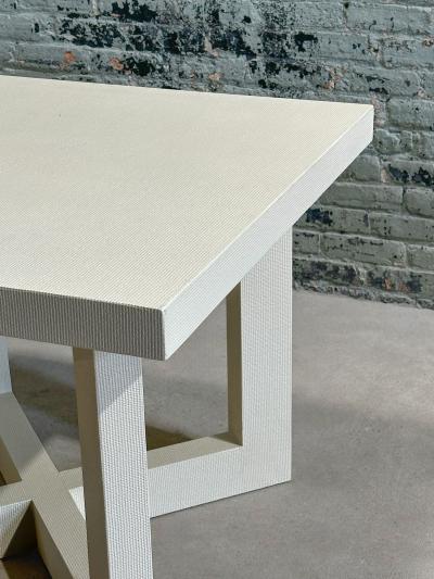 Karl Springer Style Grasscloth Dining Table 1970