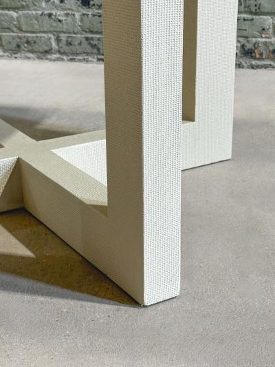 Karl Springer Style Grasscloth Dining Table 1970