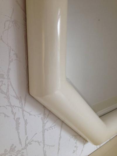 Karl Springer Style Lacquered Large Mirror with Wall Shelf 1990