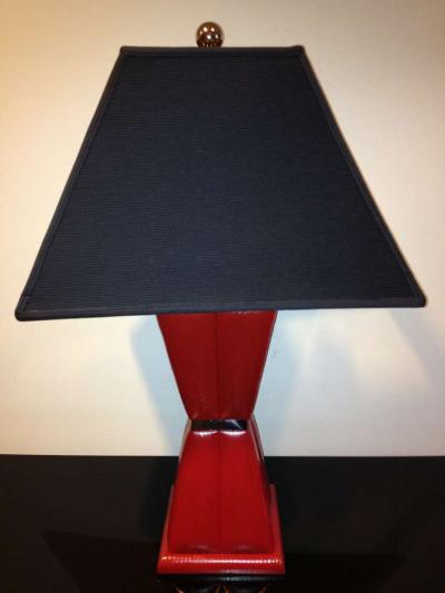 Karl Springer Style Red Python Lamp