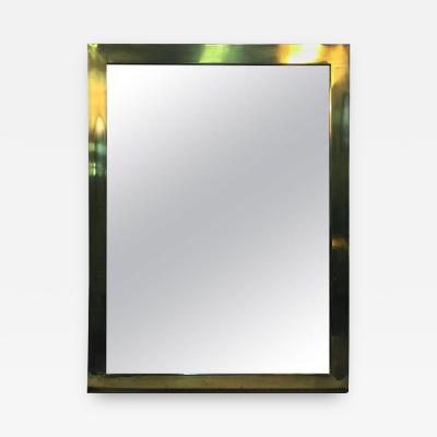 Karl Springer Substantial Brass Wall Mirror in the Manner of Karl Springer