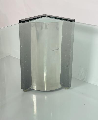 Karl Springer Terrazzo Stainless Steel Glass Coffee Table After Karl Springer USA 1970s