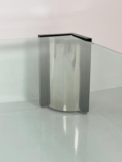 Karl Springer Terrazzo Stainless Steel Glass Coffee Table After Karl Springer USA 1970s