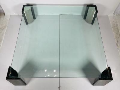 Karl Springer Terrazzo Stainless Steel Glass Coffee Table After Karl Springer USA 1970s