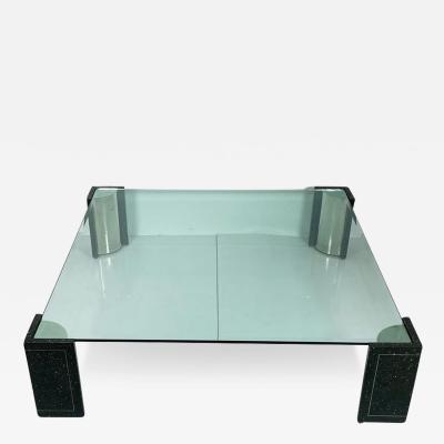 Karl Springer Terrazzo Stainless Steel Glass Coffee Table After Karl Springer USA 1970s