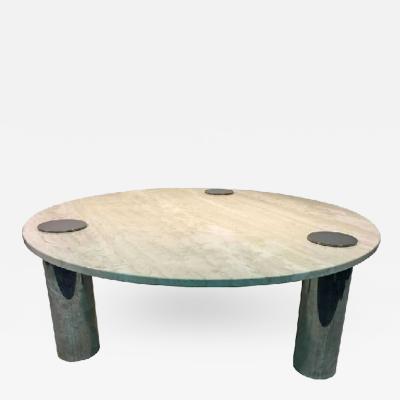 Karl Springer Terrific Travertine and Chrome Coffee Table in the Manner of Karl Springer