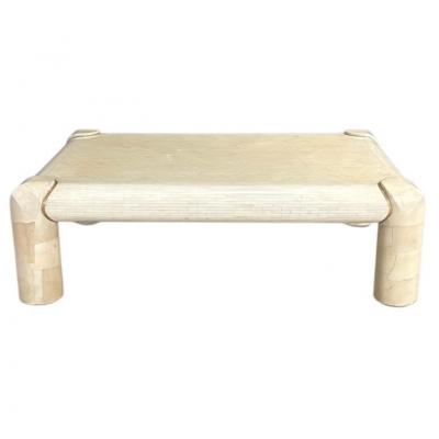Karl Springer Tessellated Bone and Goatskin Coffee Table 1970