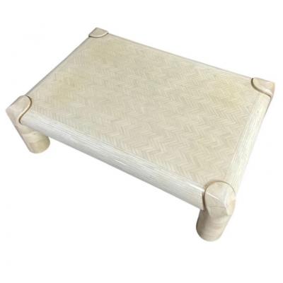 Karl Springer Tessellated Bone and Goatskin Coffee Table 1970