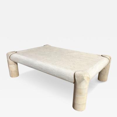 Karl Springer Tessellated Bone and Goatskin Coffee Table 1970